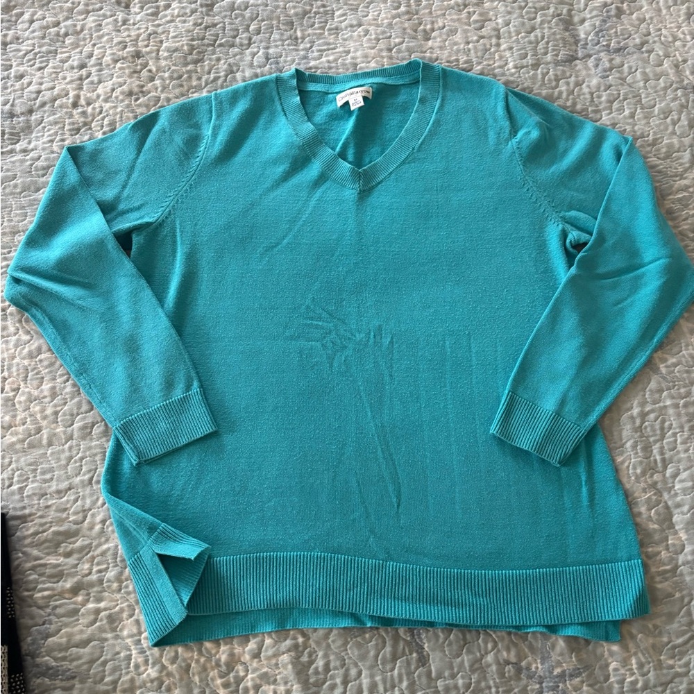Croft & Barrow Women's Aqua V-Neck Sweater